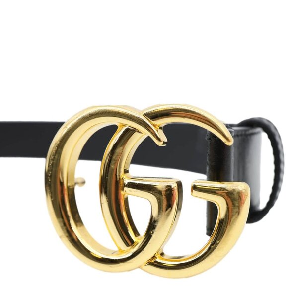 Gucci  GG Buckle Marmont Thin Leather Belt Size 90.36 Black 414516 - Picture 11 of 12